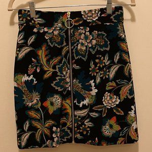 INC - Front Zip Floral Skirt